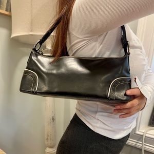 Tommy Hilfiger Vintage Black Leather Baguette Bag